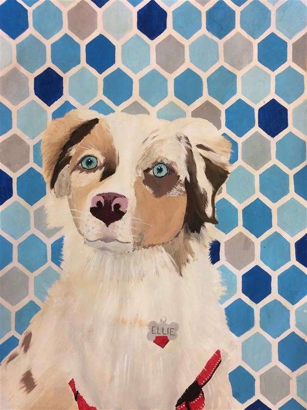 Dog in tempera on paper by Mia M.