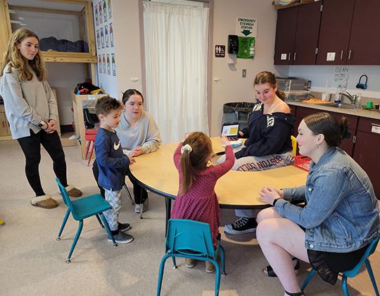 FHS students working with preschoolers