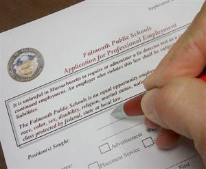 Filling out job application 