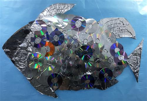 Fish made from compact discs
