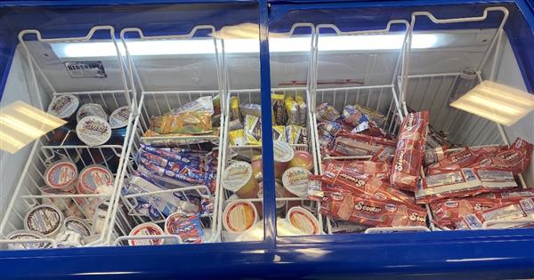 Ice cream in chest freezer